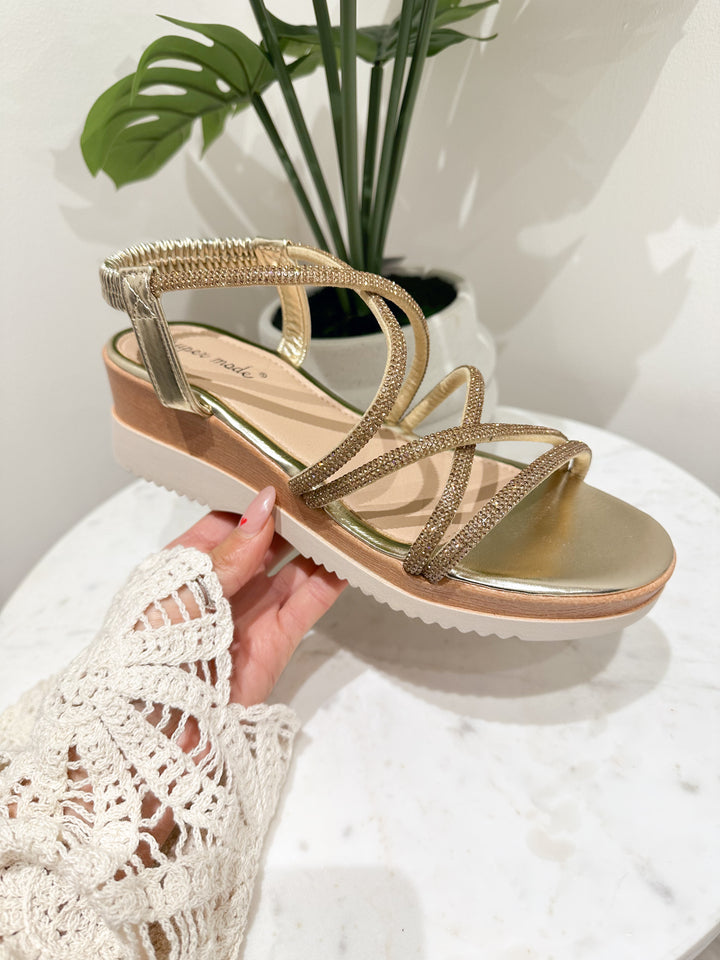 Sadie Diamanté Sandals - Gold