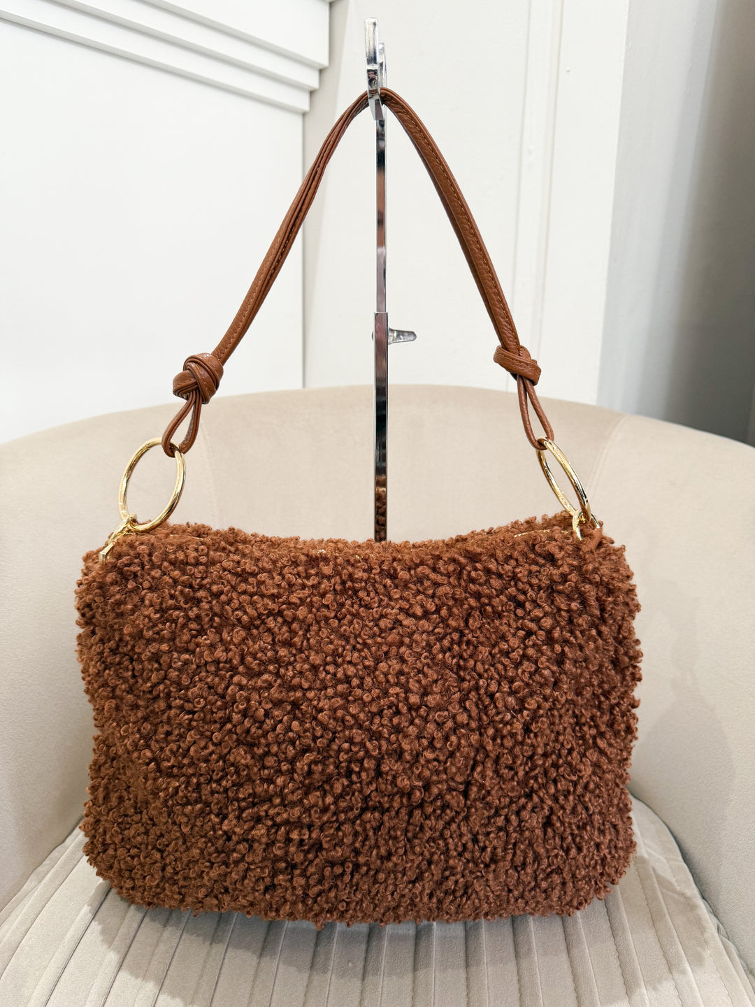 Borg Leather Ring Bag - Camel