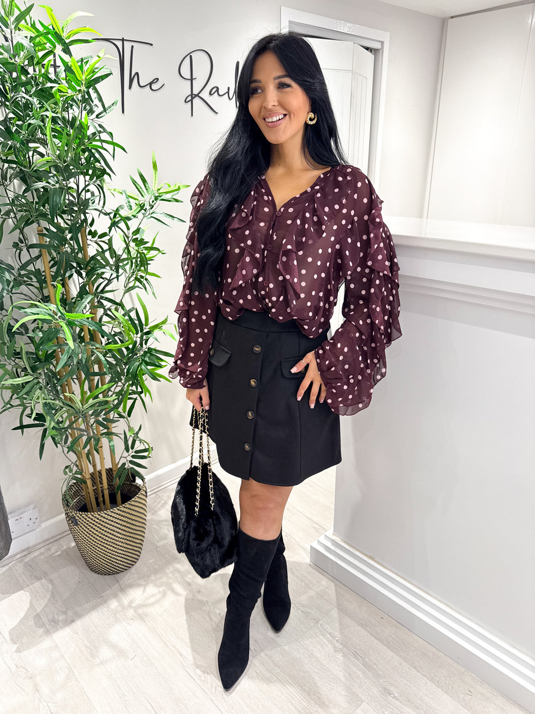 Iris Polka Dot Top - Wine