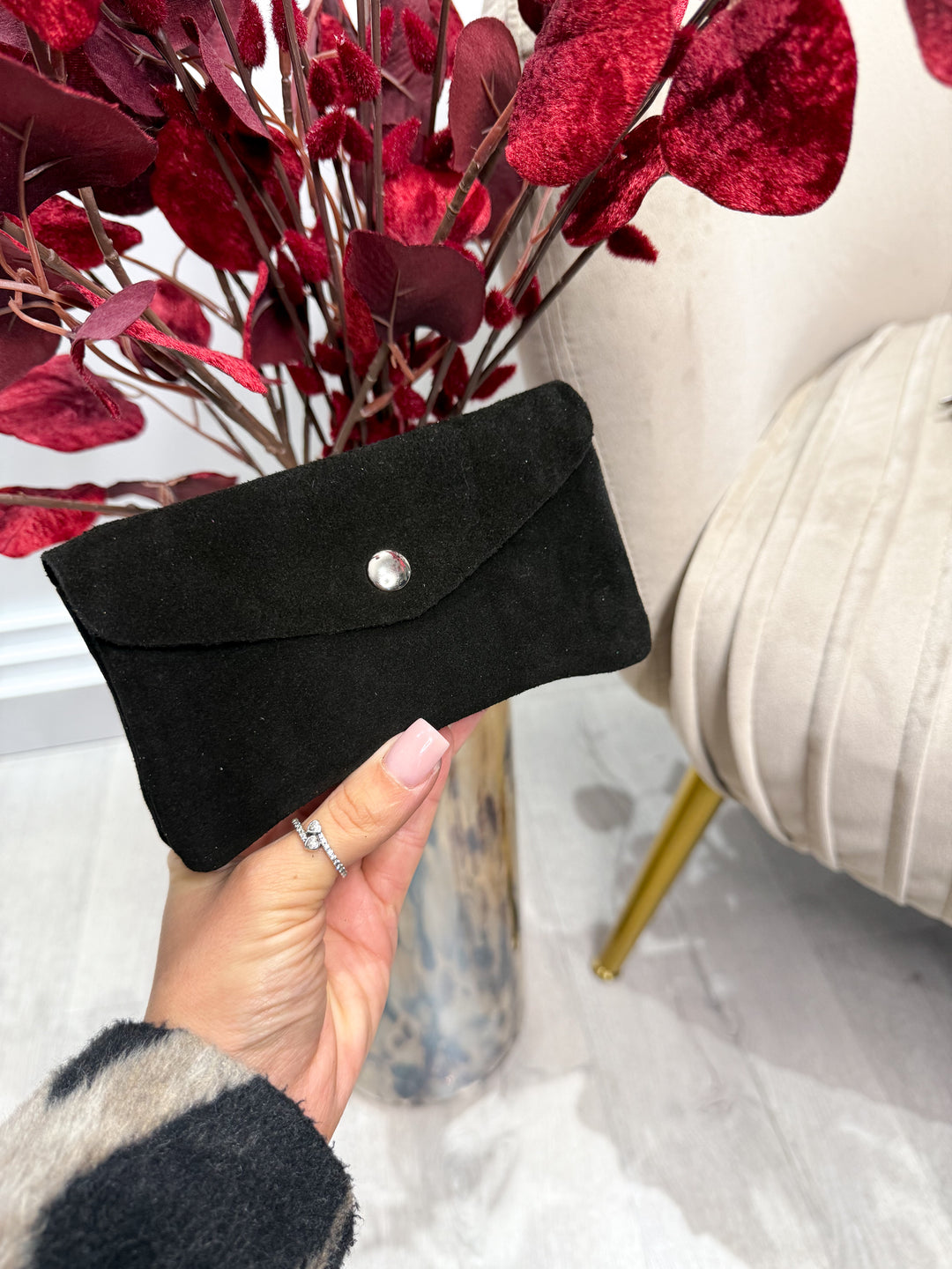 Large Suede Purse - Black