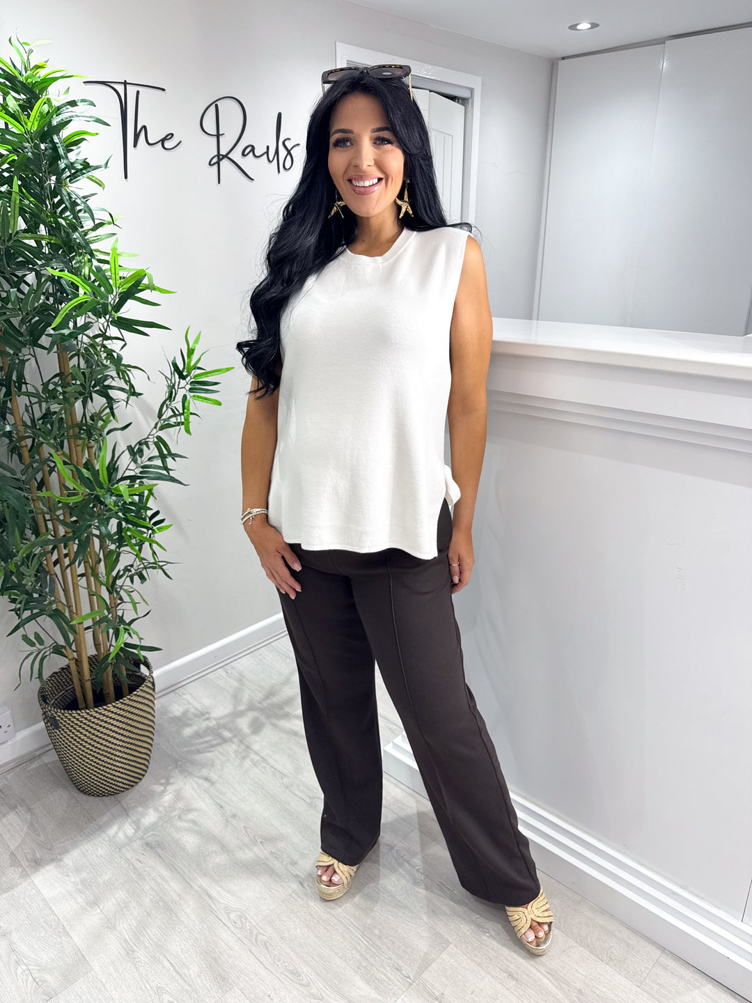 Tie Side Soft Knit Top - White