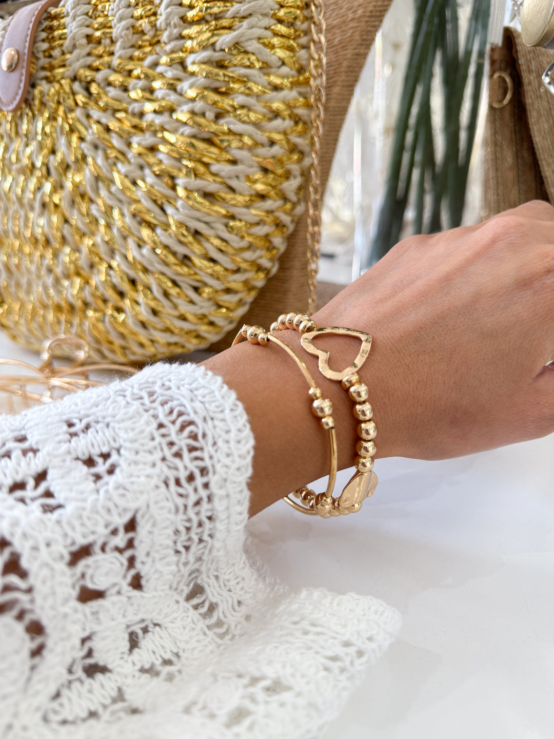 Double Heart Gold Bracelet