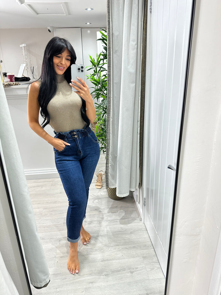 Dark Wash Paper Bag G Smack Mom Jeans