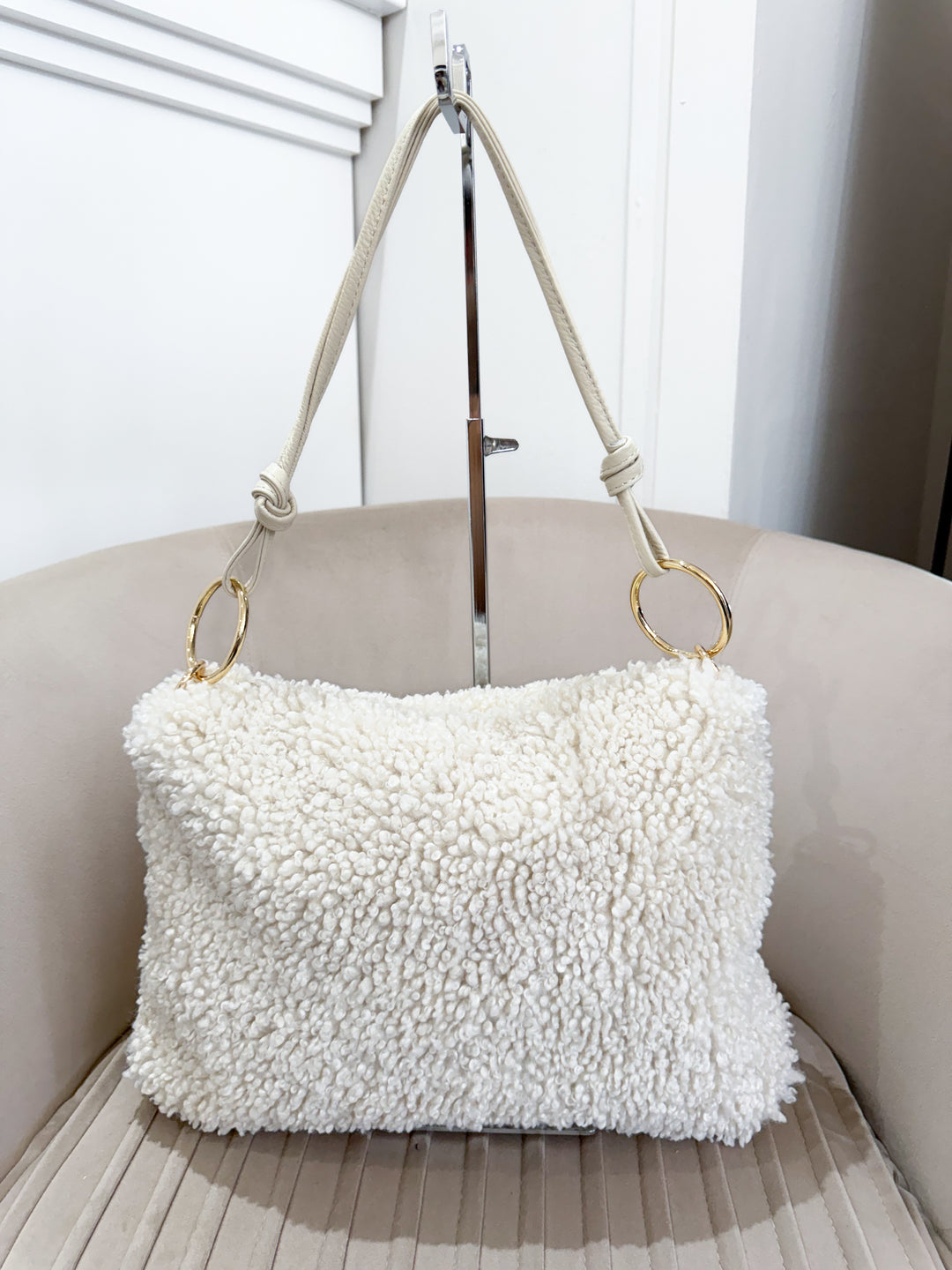 Borg Leather Ring Bag - Beige
