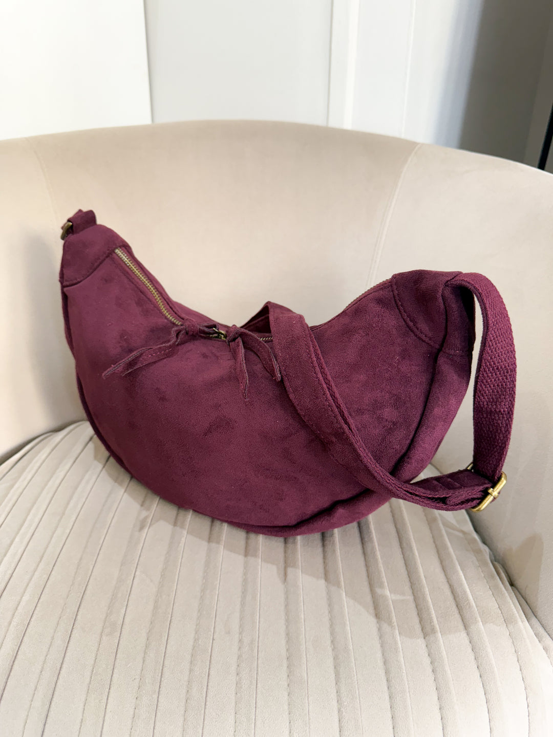 Velvet Crossbody Bag - Wine