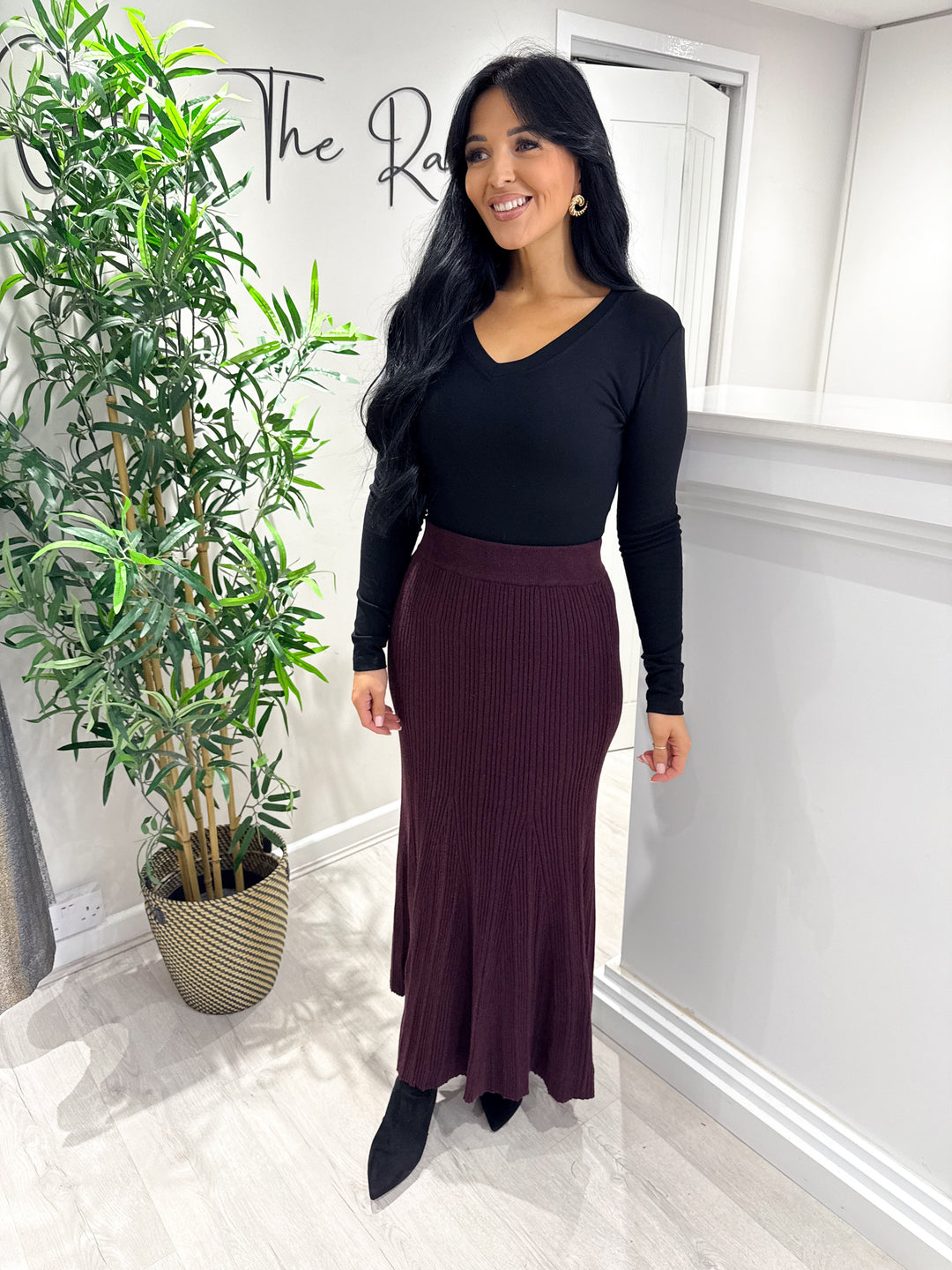 Shona Knitted Skirt - Wine