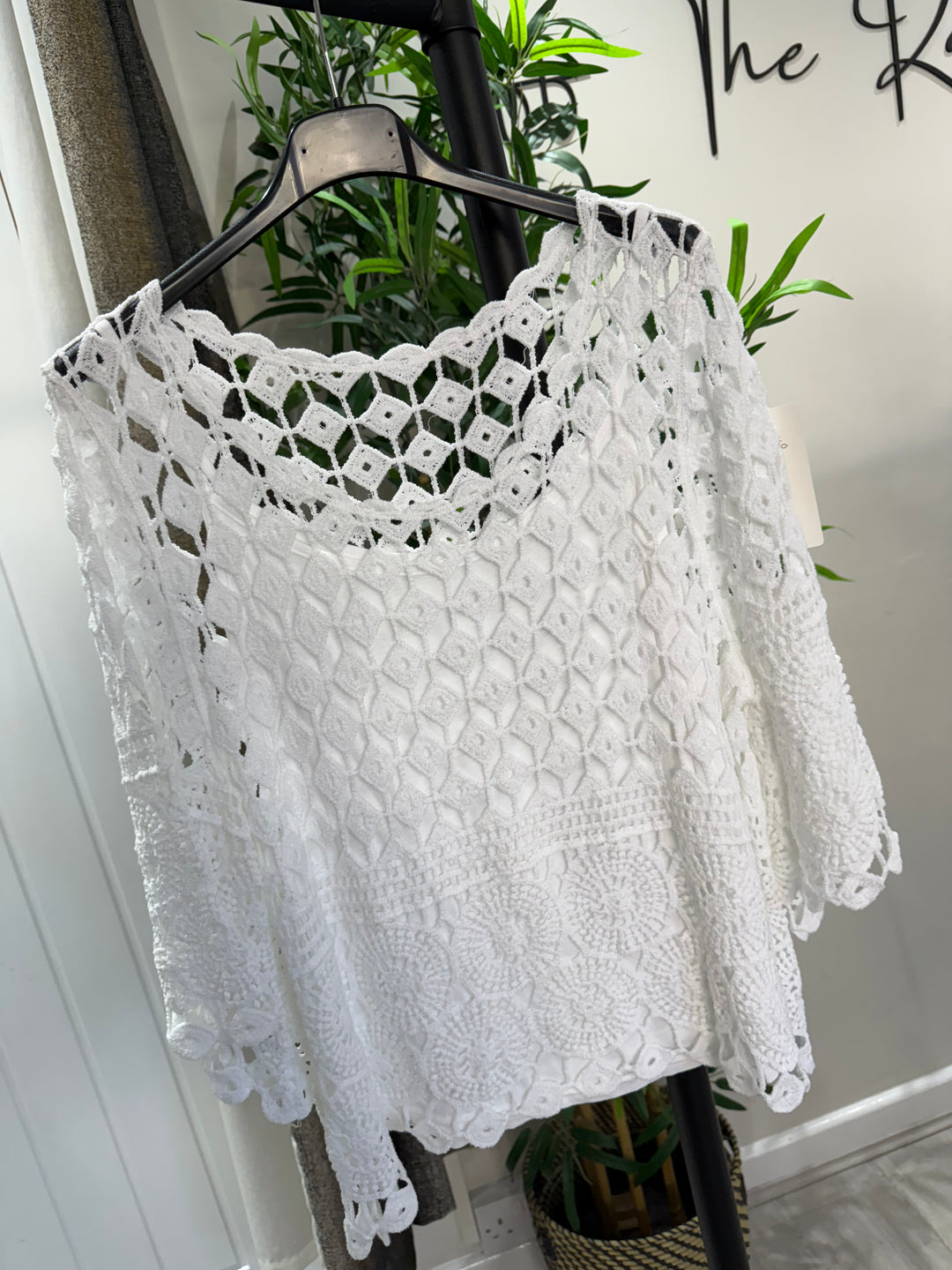 Diamond Crochet Top - White