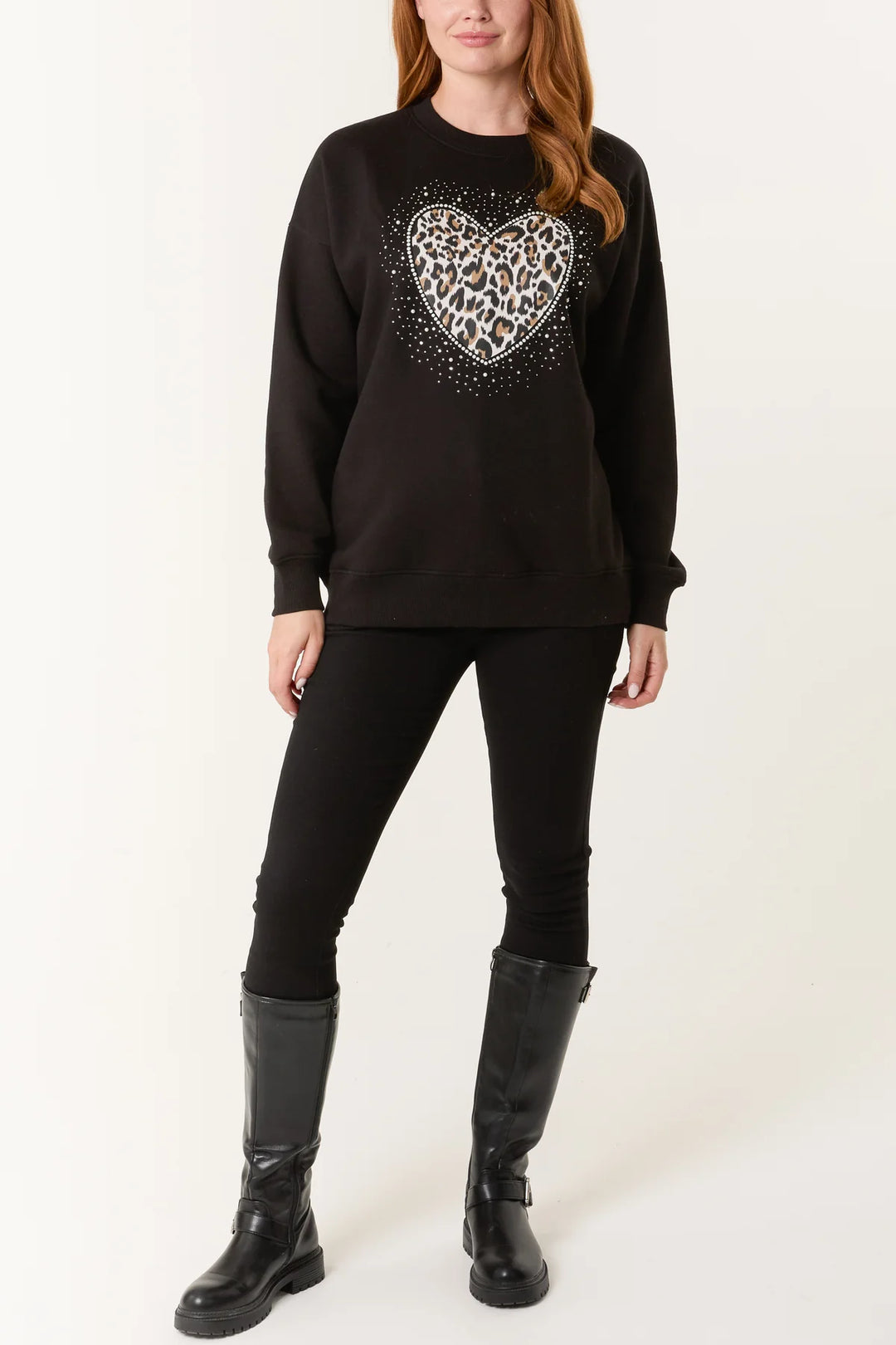 Animal Print Sweatshirt - Black
