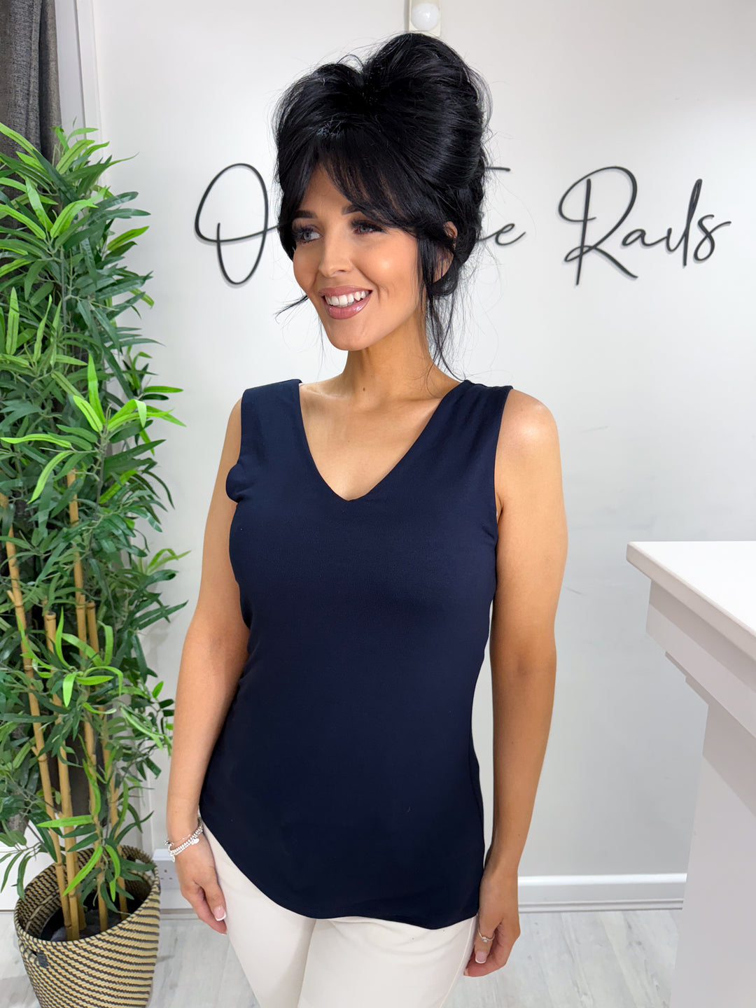 V Neck Double Layered Vest - Navy