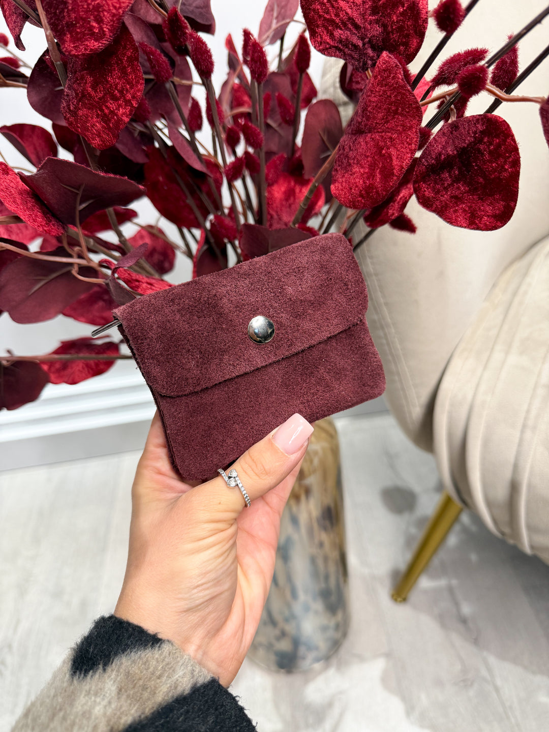 Small Suede Purse - Wine