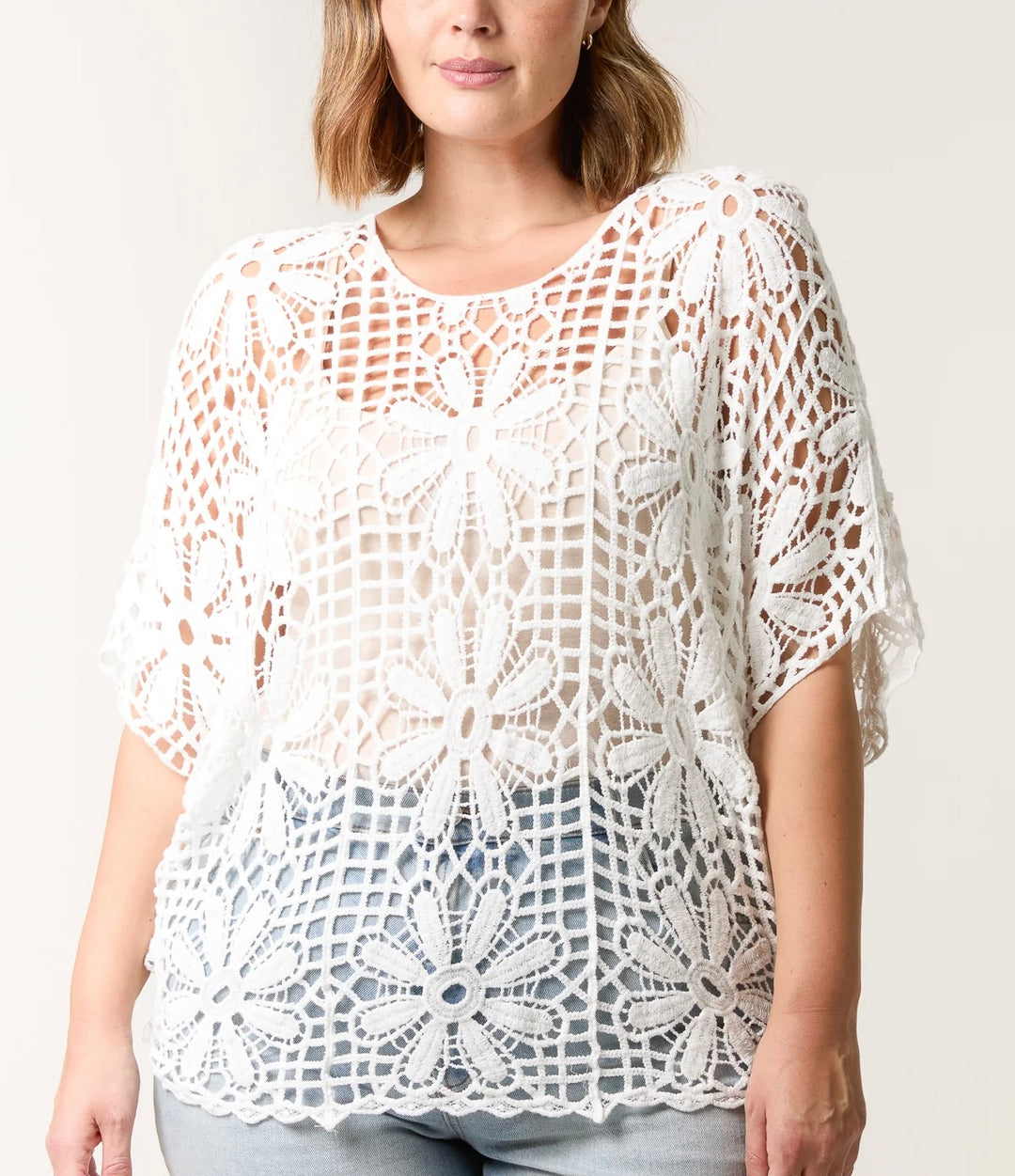 Hannah Daisy Crochet Top NO VEST- WHITE