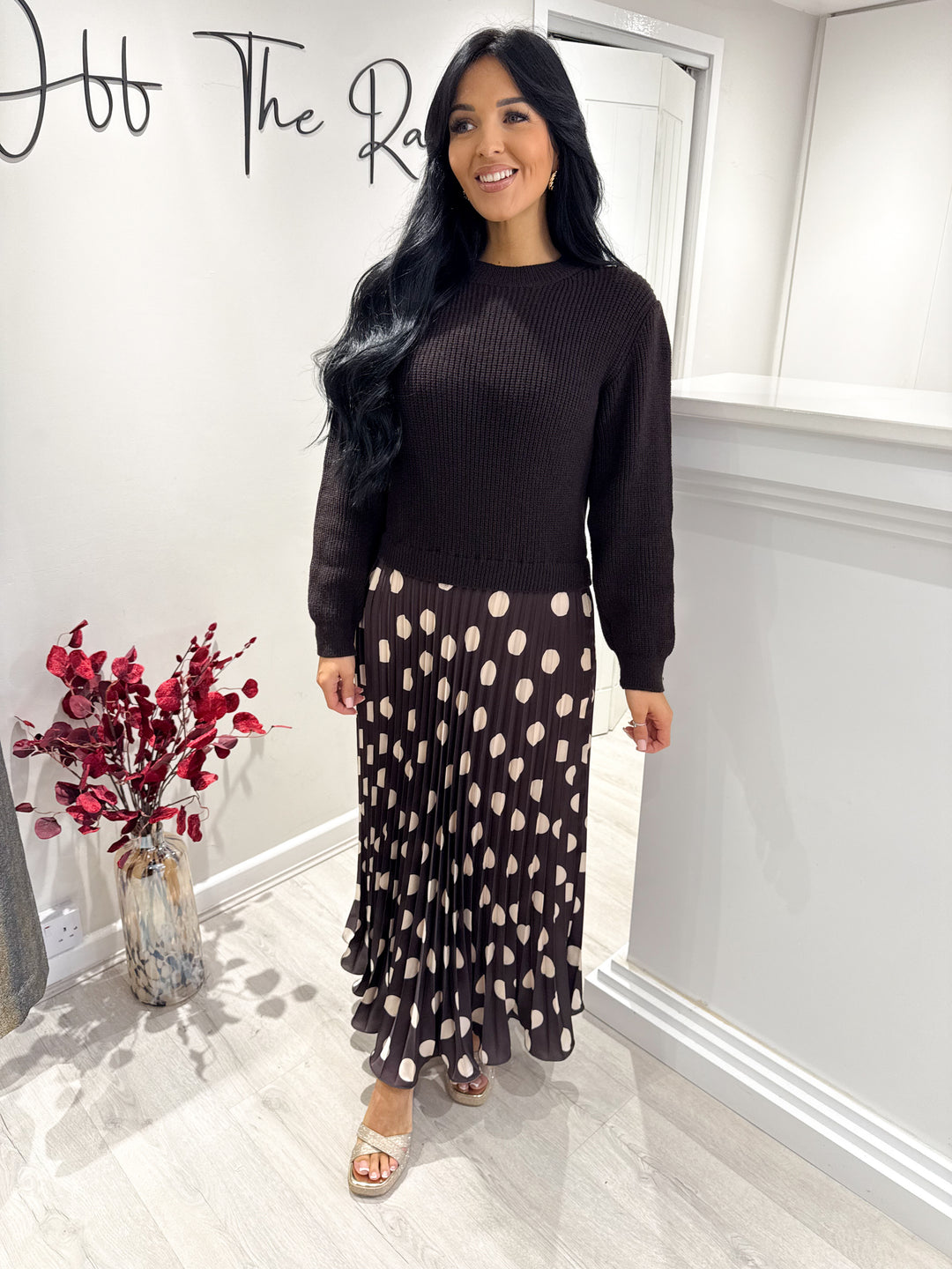 Toni Polka Dot Dress - Chocolate