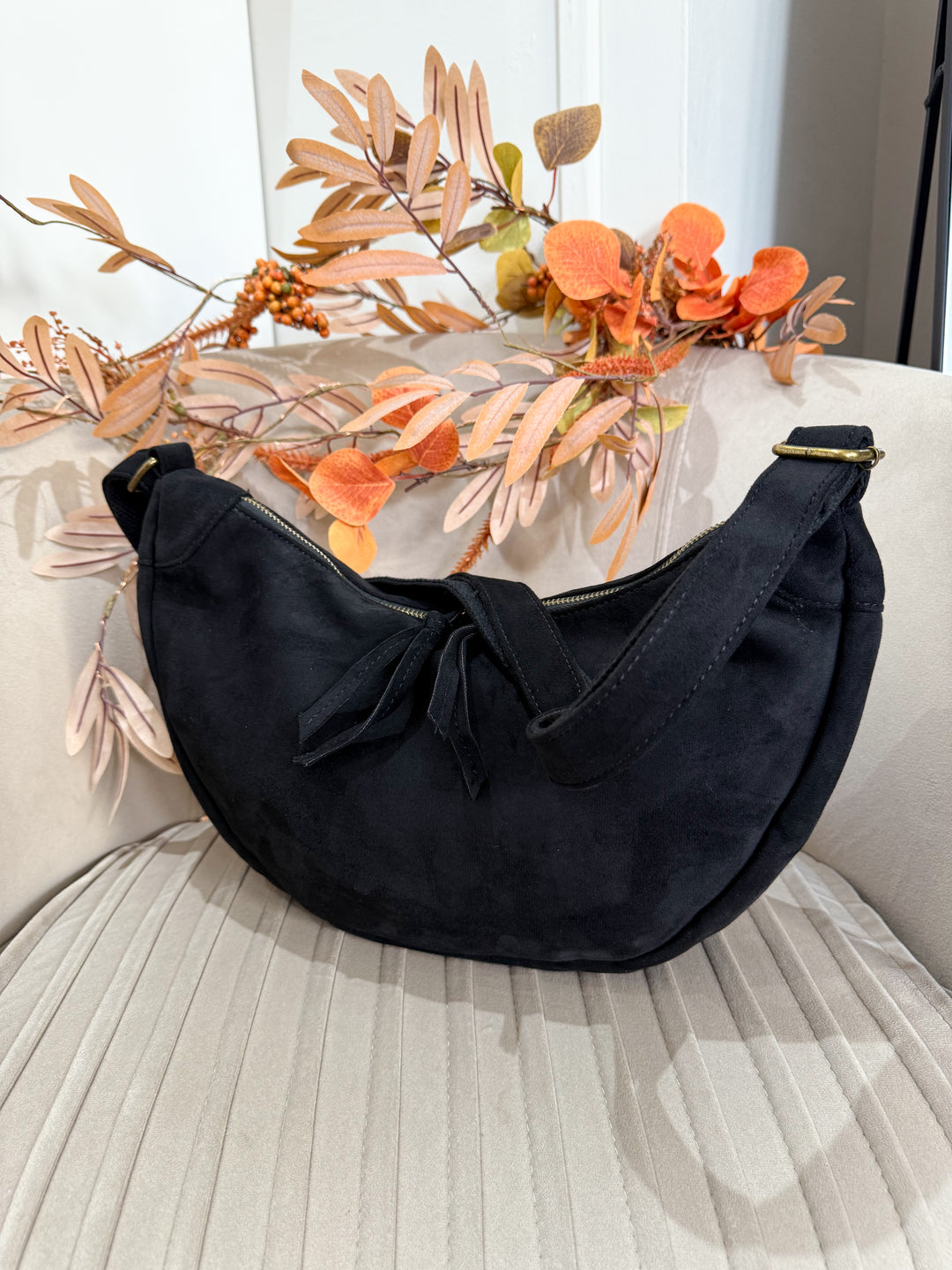 Velvet Crossbody Bag - Black