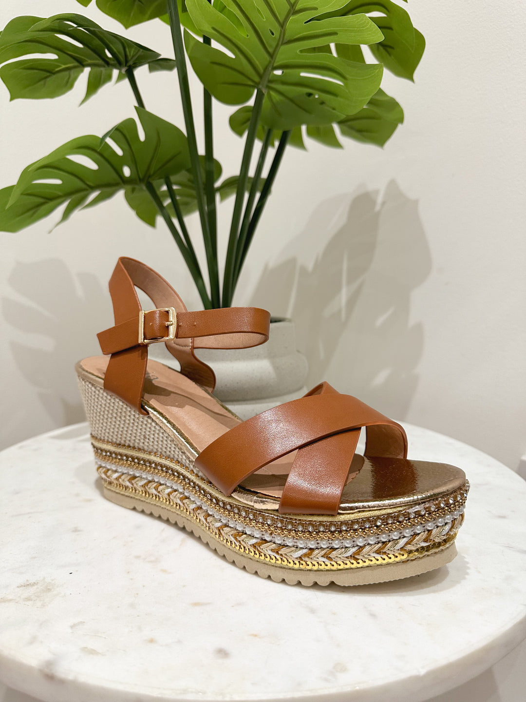 Dolly Wedges - Tan