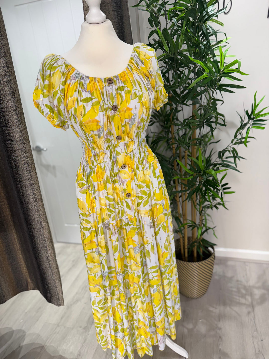 Leaf Maxi Dress - Yellow