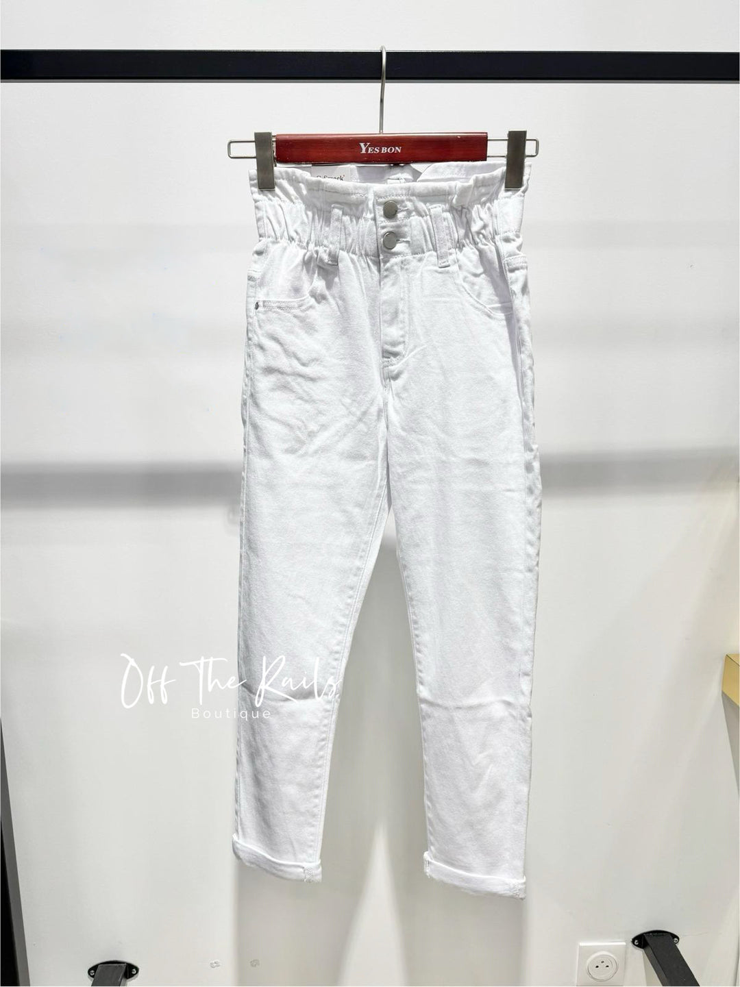 White Paper Bag G Smack Mom Jeans