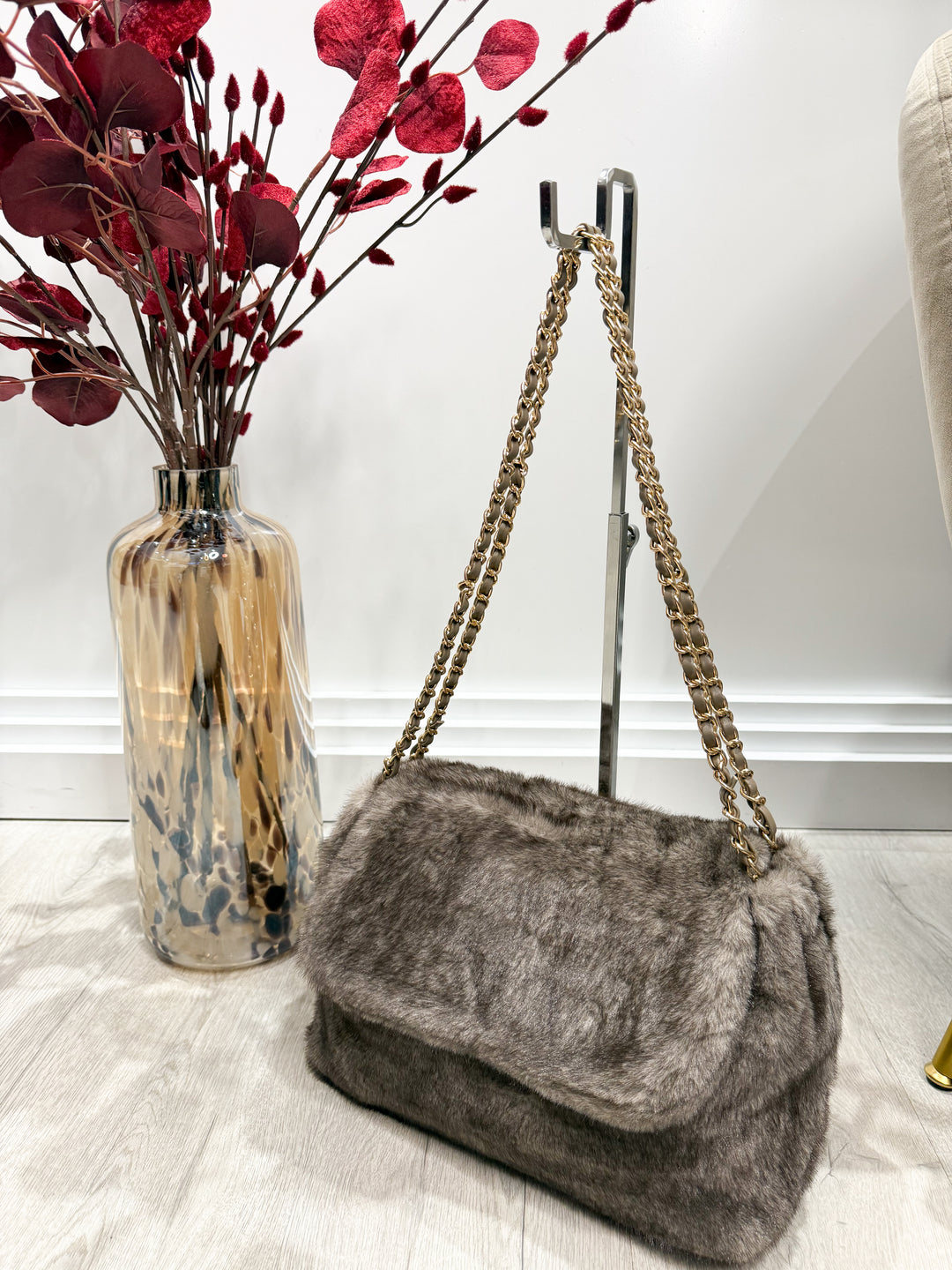 Seraphina Faux Fur Bag - Mocha