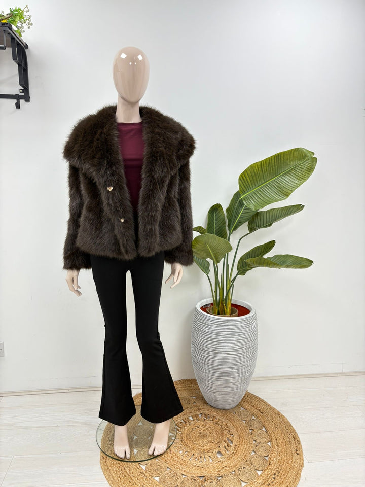 Brielle Faux Fur Coat - Chocolate