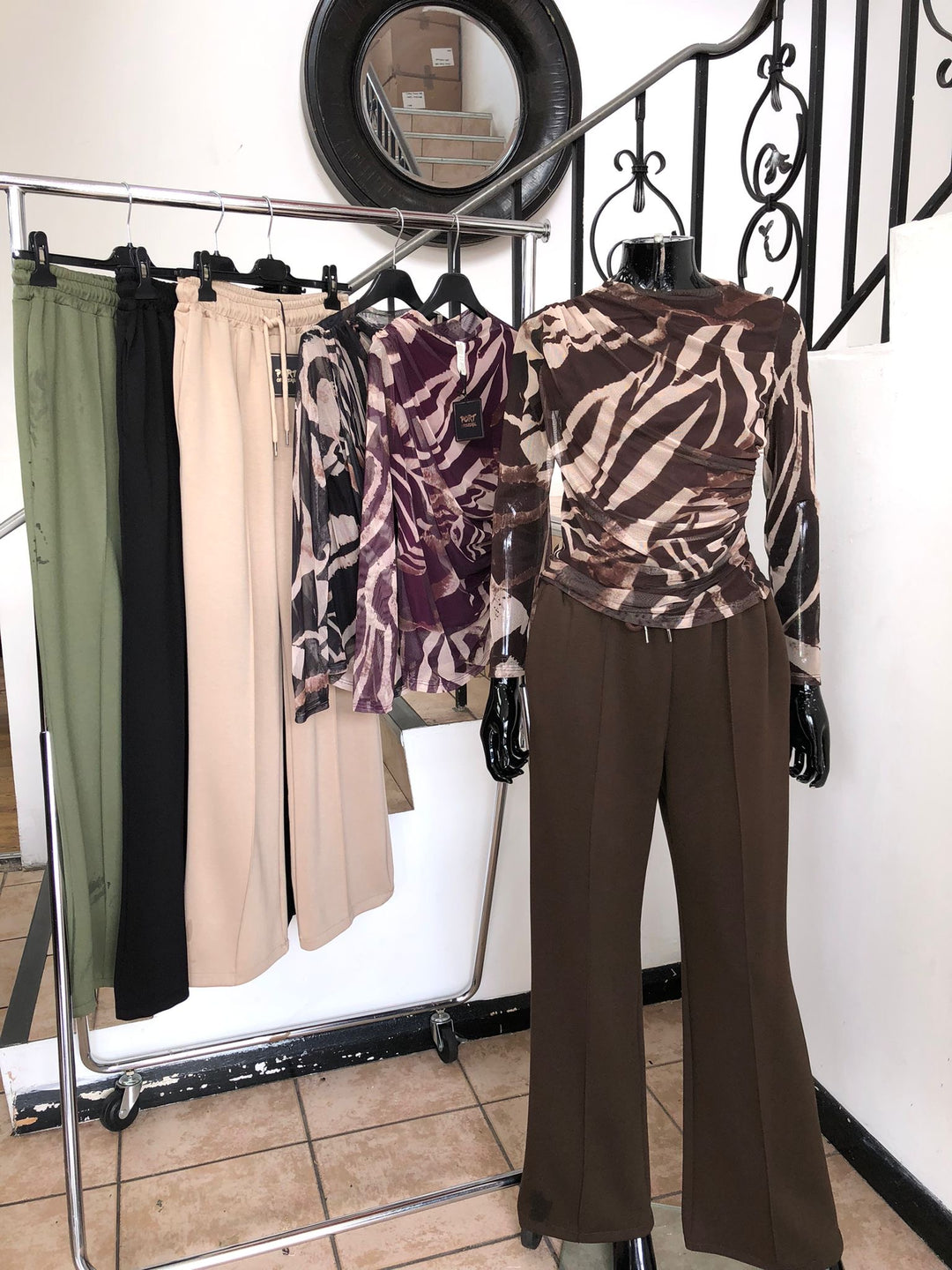 Animal Print Mesh Top - Black