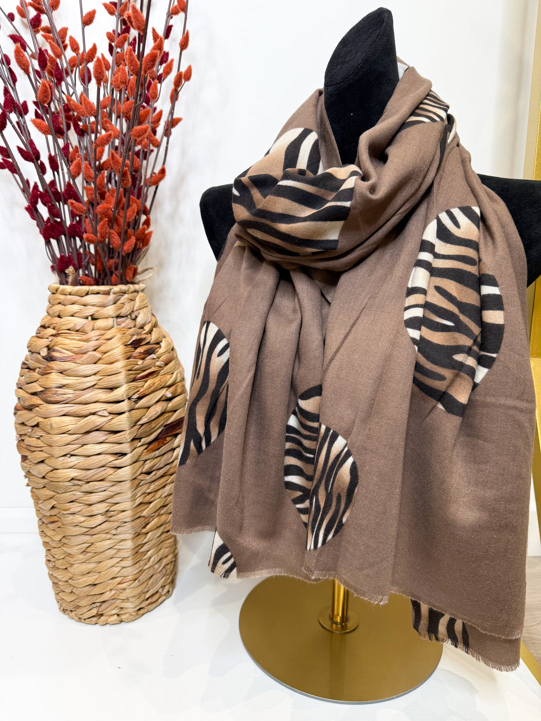 Mocha Animal Print Scarf