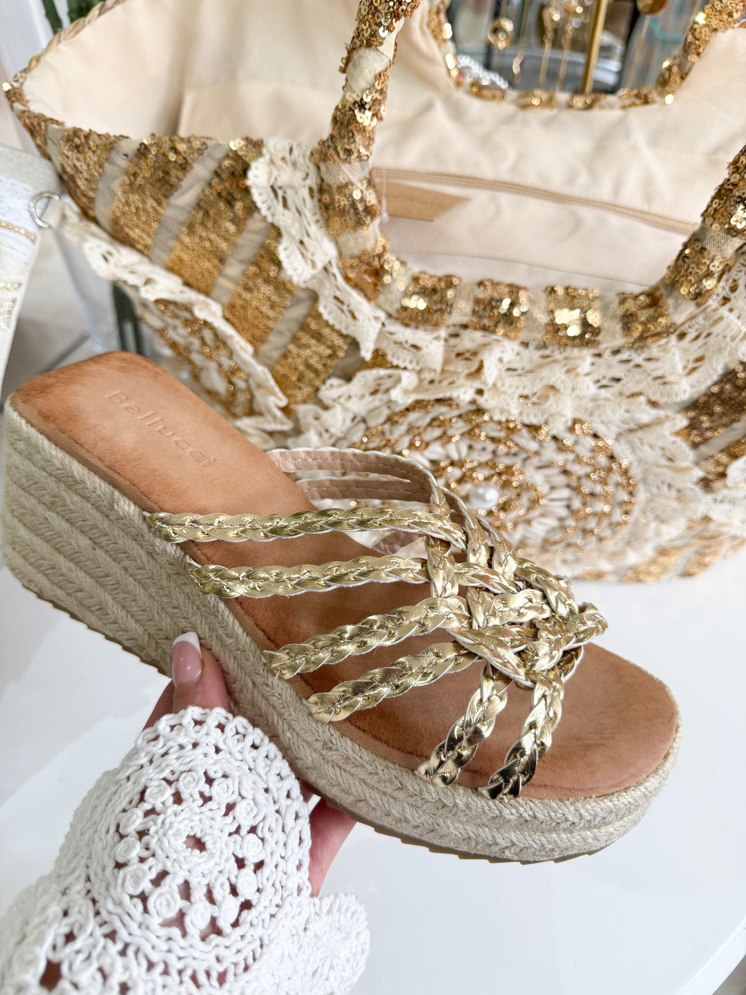 Amber Wedge Sandals - Gold
