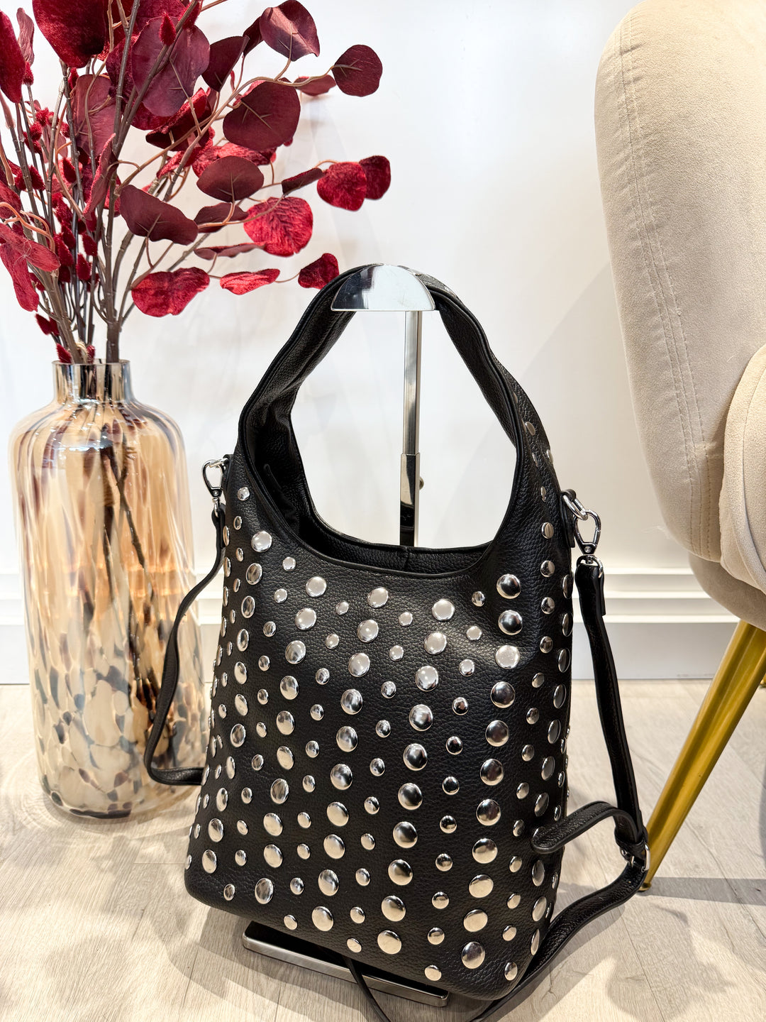 Stud Bucket Bag - Black