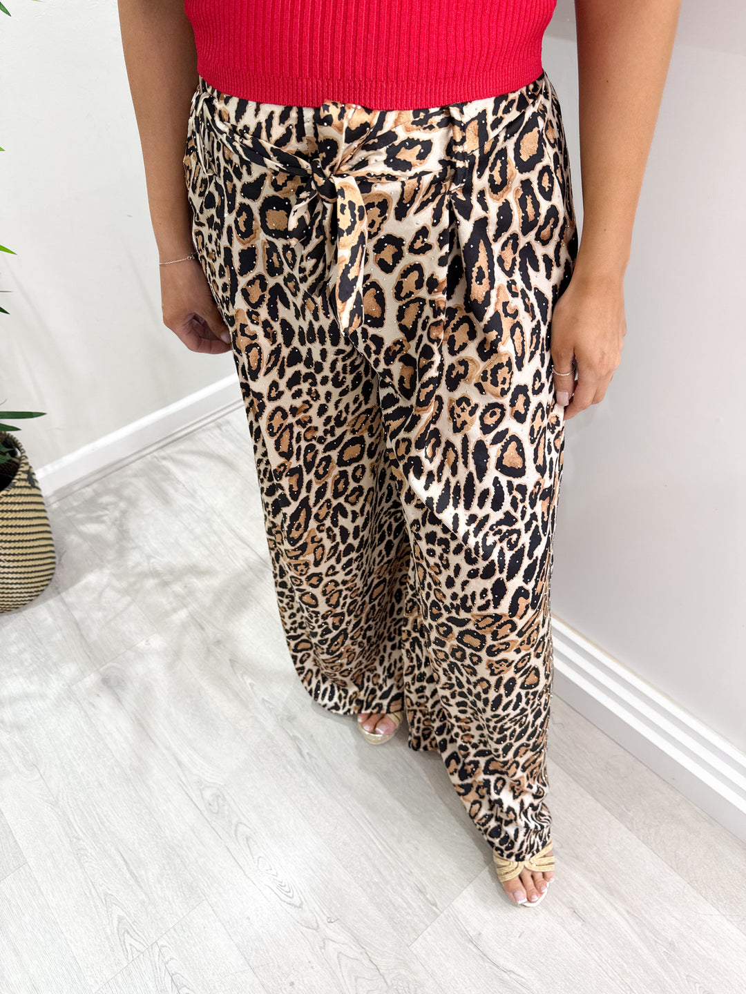 Leopard Sparkly Wide Leg Trousers