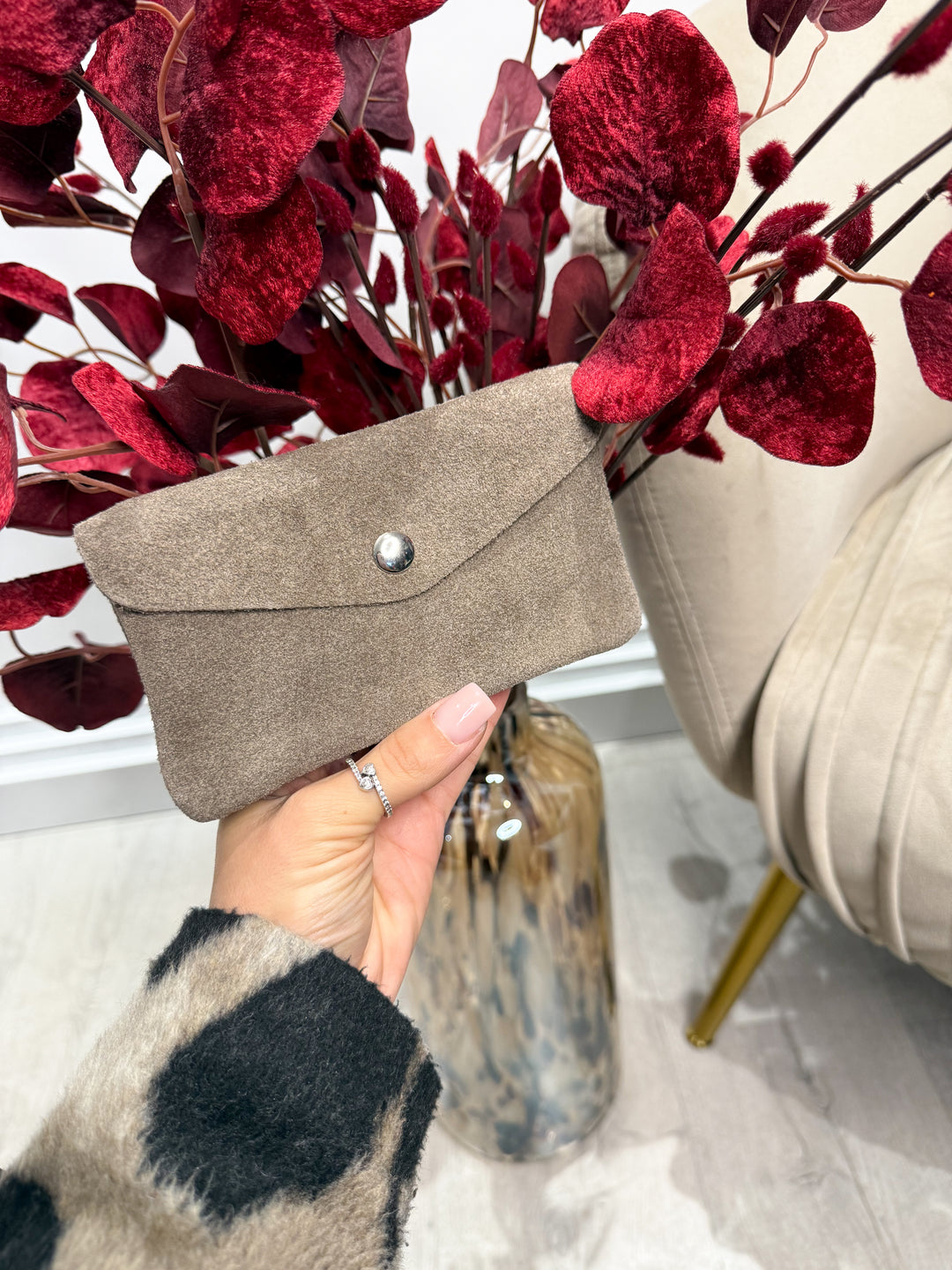 Large Suede Purse - Mocha