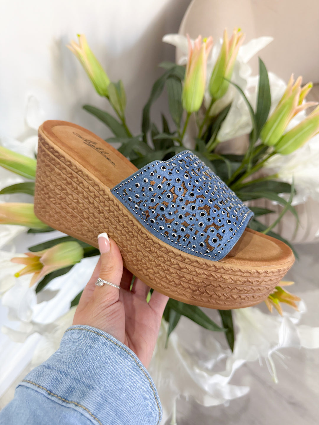 Barley Wedge Sandals - Denim Blue