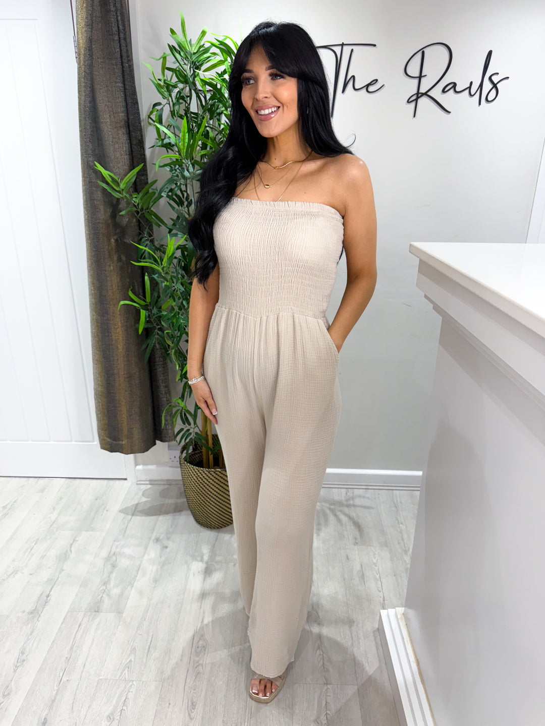Lesley Cheesecloth Jumpsuit - Stone