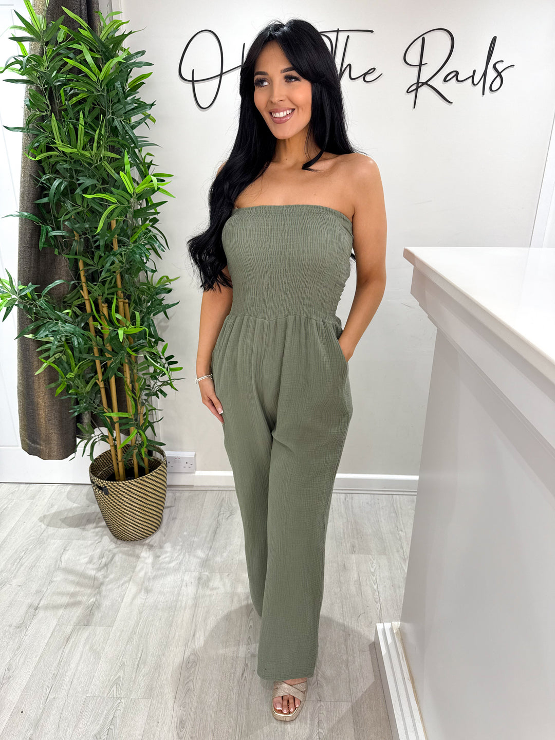 Lesley Cheesecloth Jumpsuit - Khaki Green