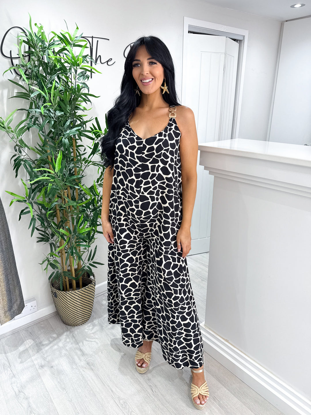 Giraffe Jumpsuit - Beige/Black