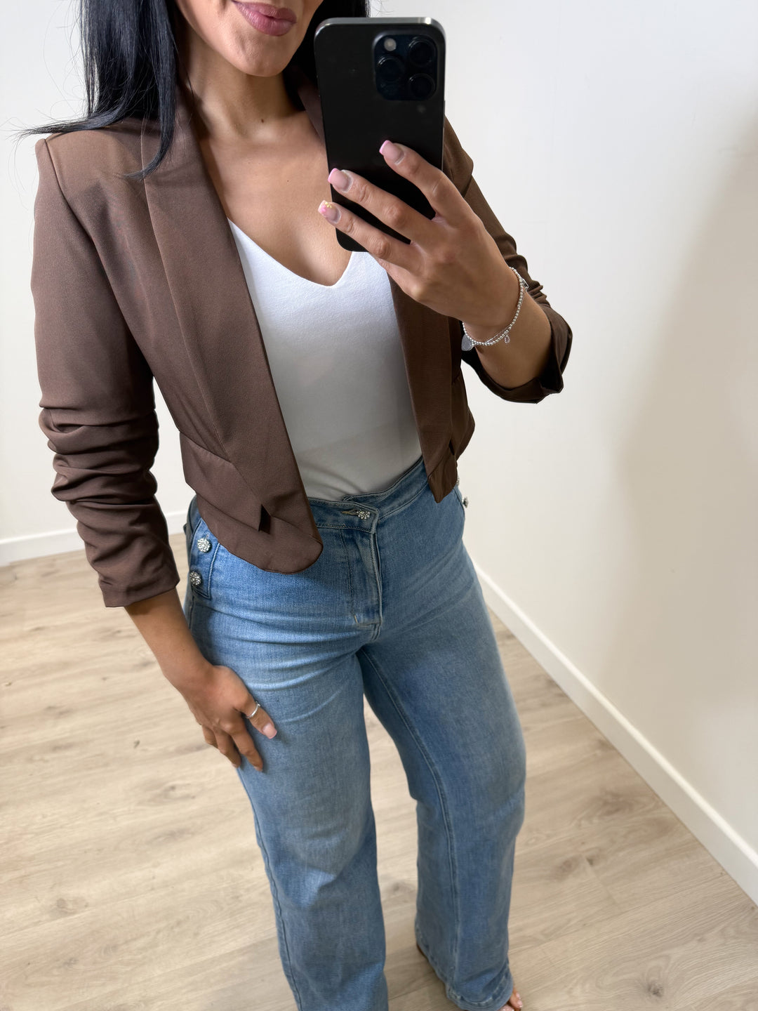 Chocolate Cropped Blazer