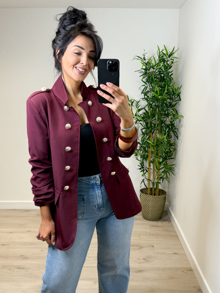 Military Blazer - Wine