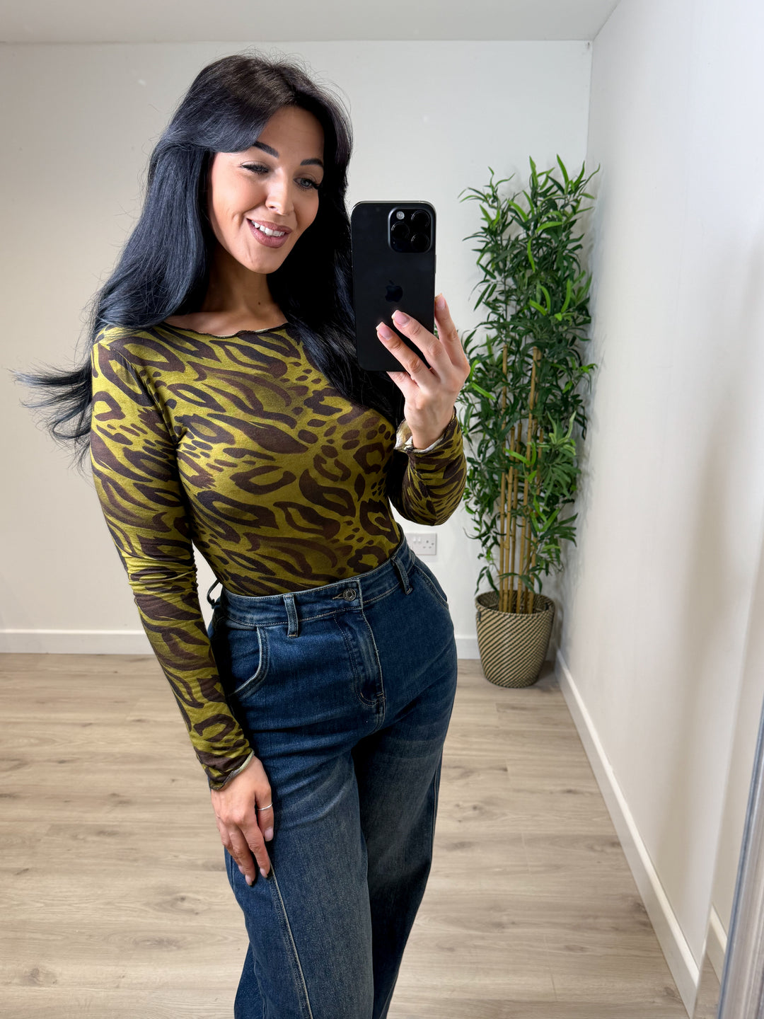 Francesca Leopard Top - Chocolate/Lime
