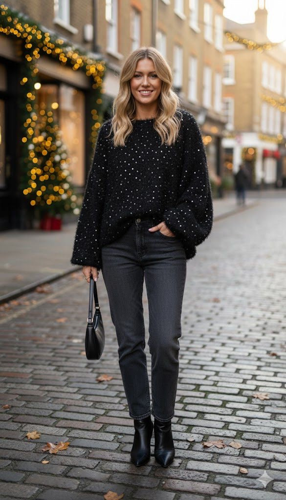 Matilda Sequin Top - Black