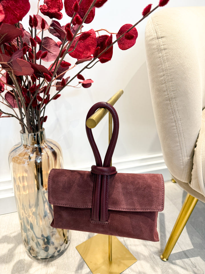Leather/Suede Loop Bag - Wine