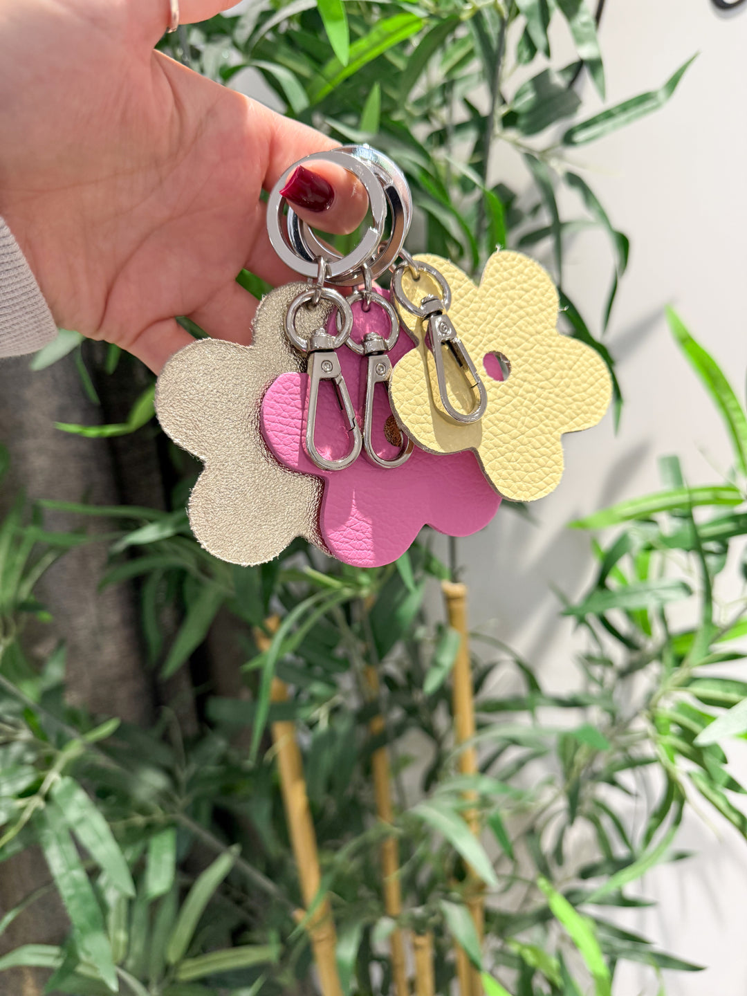 Leather Flower Keyring
