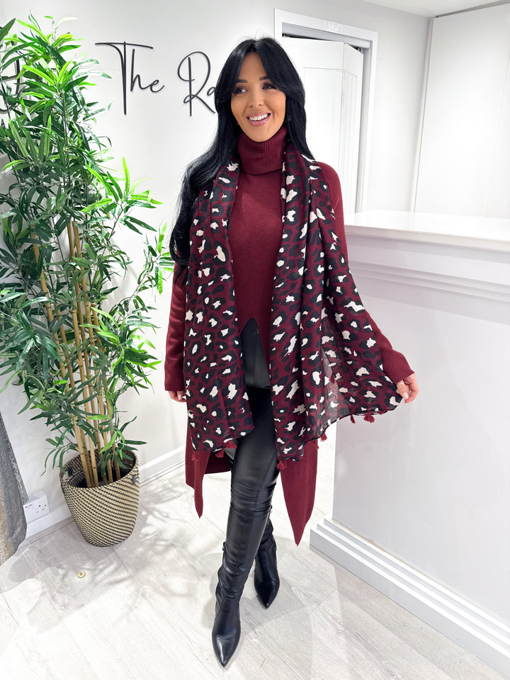 Allison Split Front Jumper - Wine