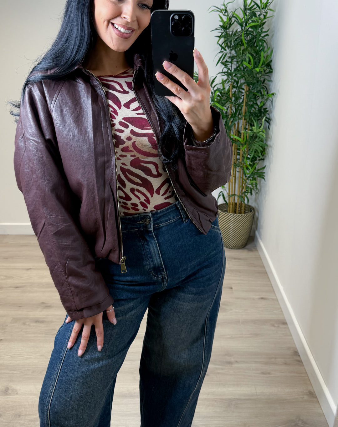 Harriet PU Jacket - Wine