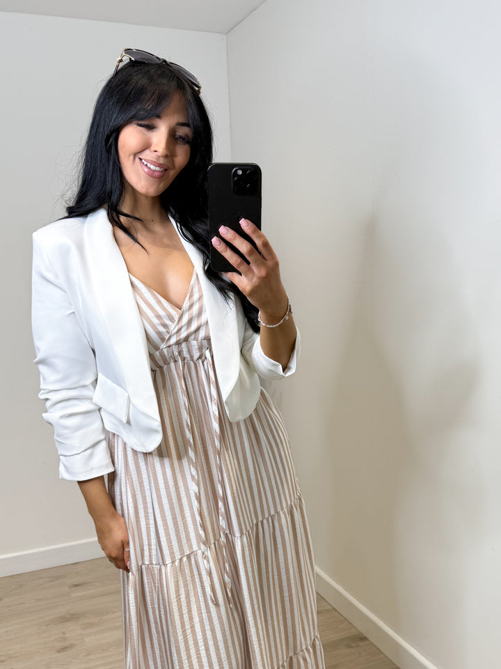 Summer Stripe Dress - Beige