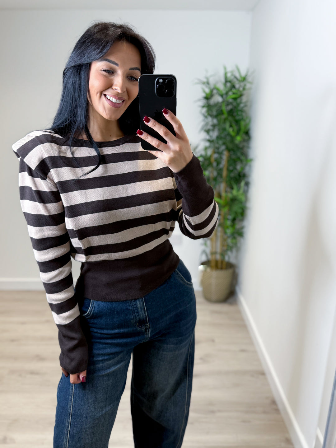 Carmel Stripe Top - Chocolate