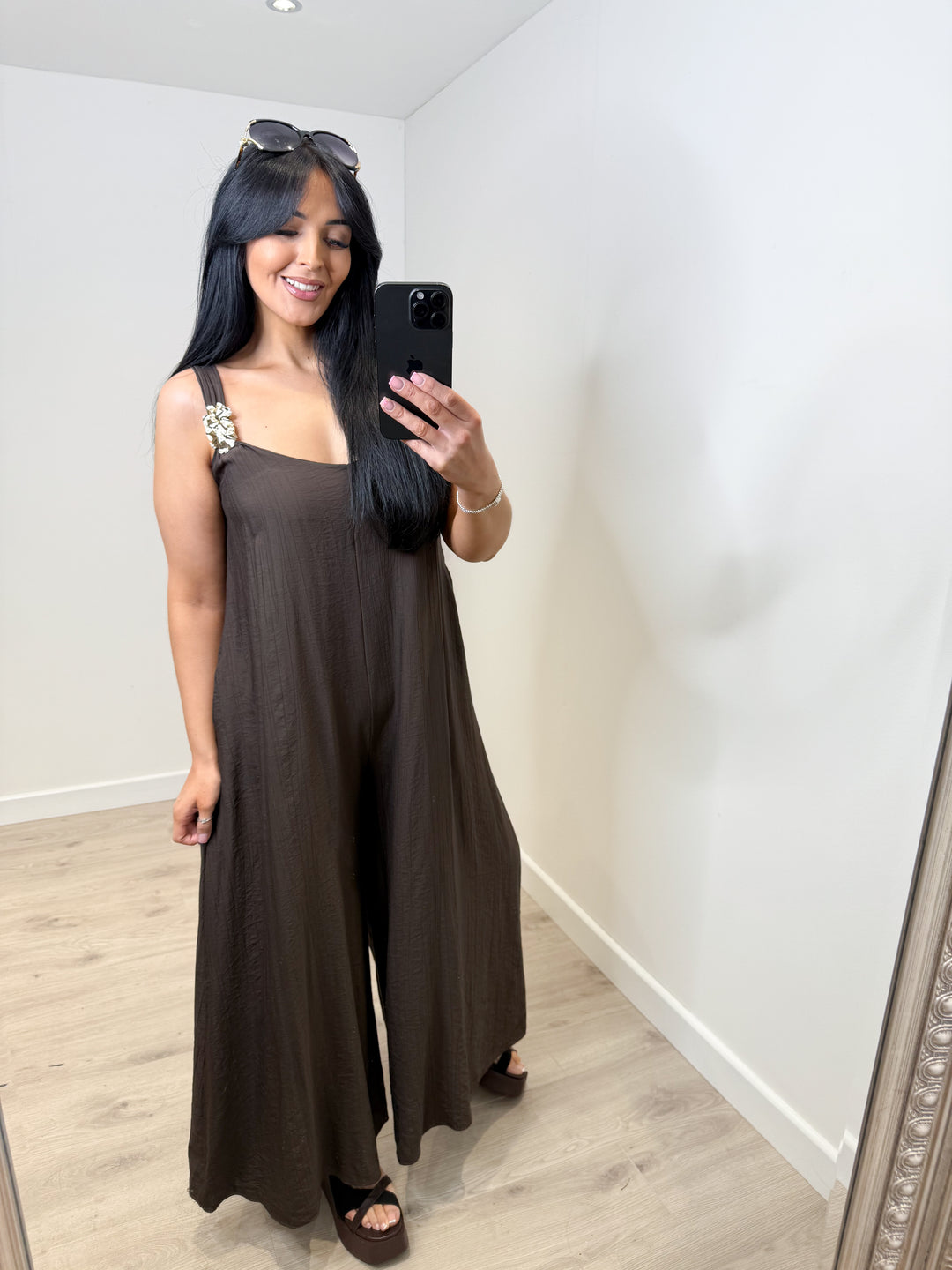 Wide Leg Jumpsuit - Chocolate