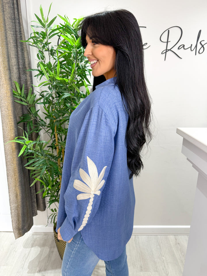 Palm Tree Shirt - Denim Blue