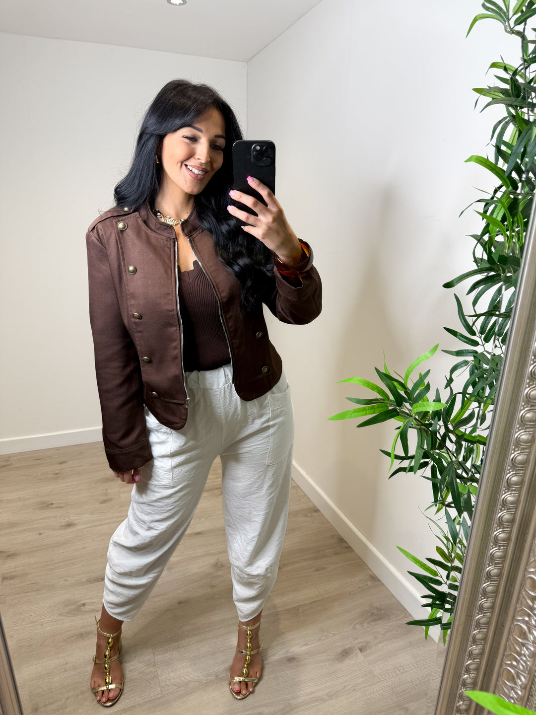 Zoey Military Jacket - Chocolate
