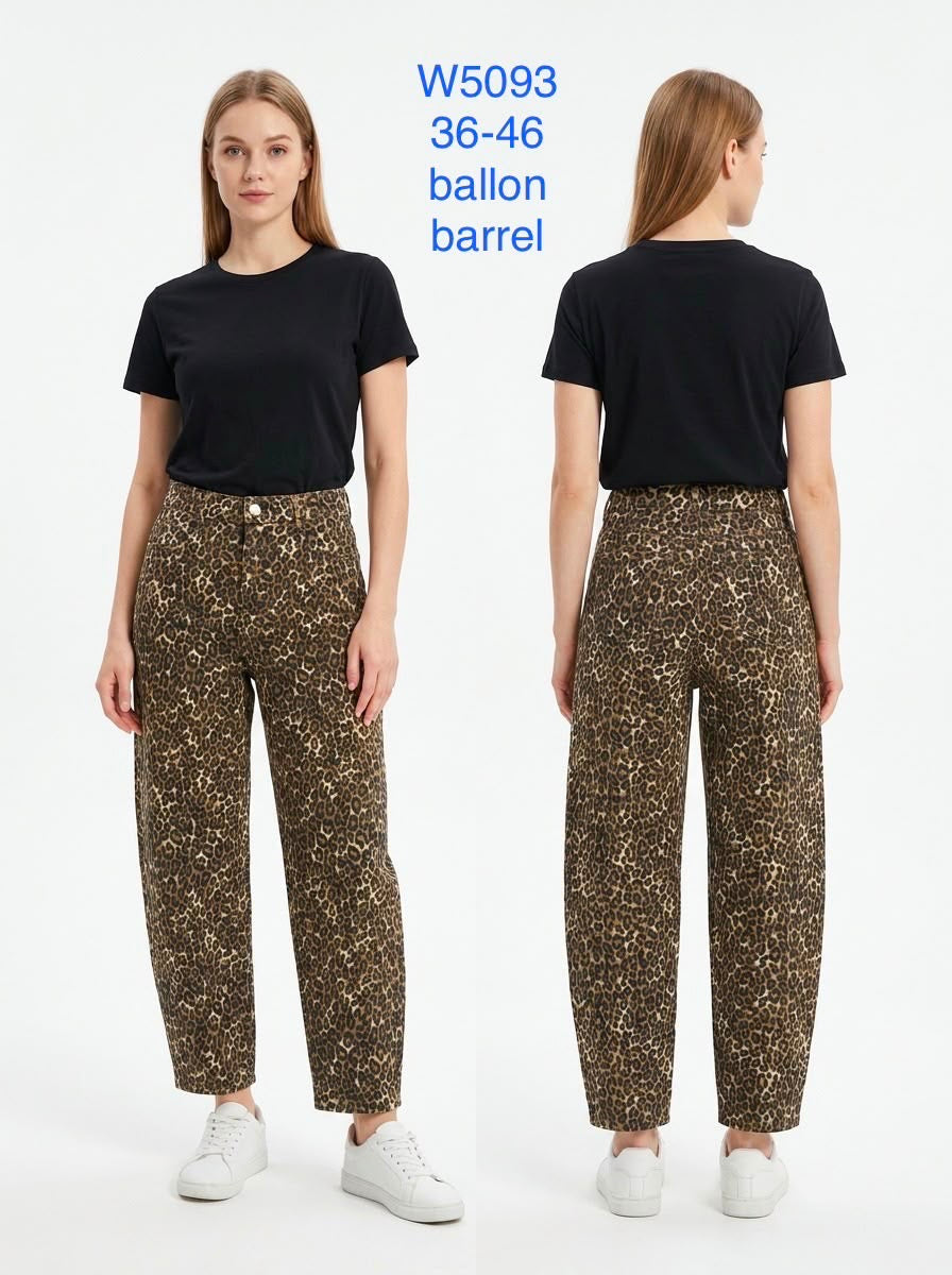 Leopard Balloon/Barrel Jeans