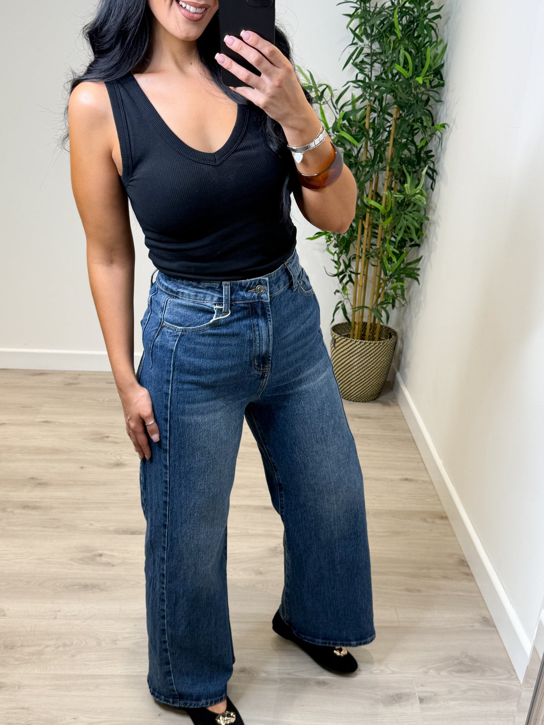 Mid Wash Wide Leg Jeans