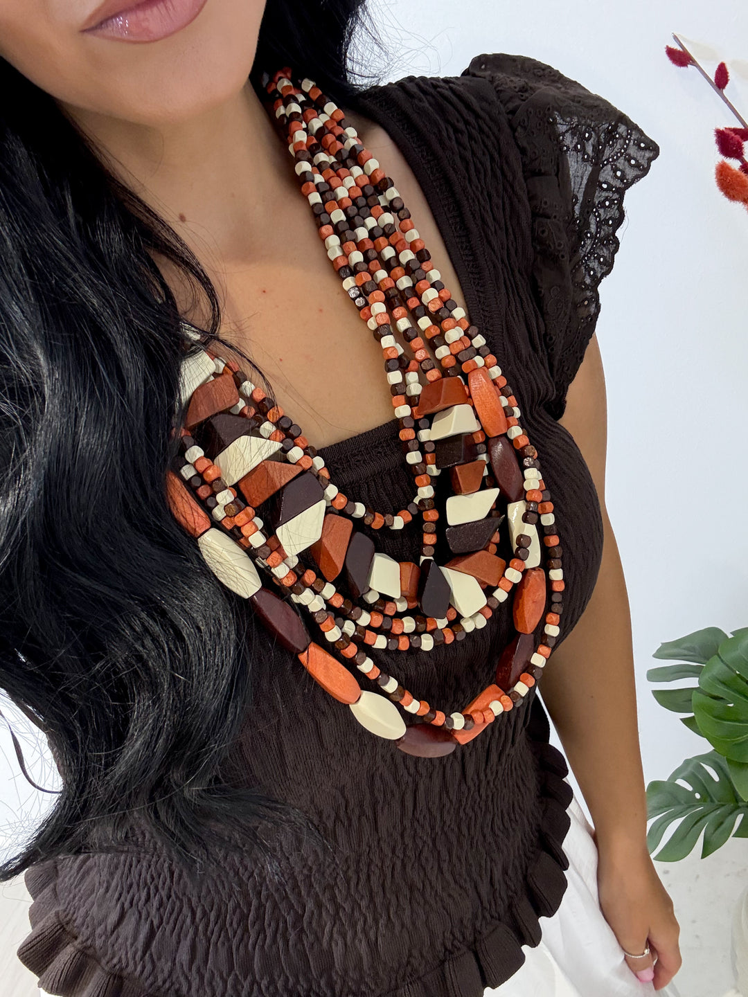 Orange Wooden Necklace