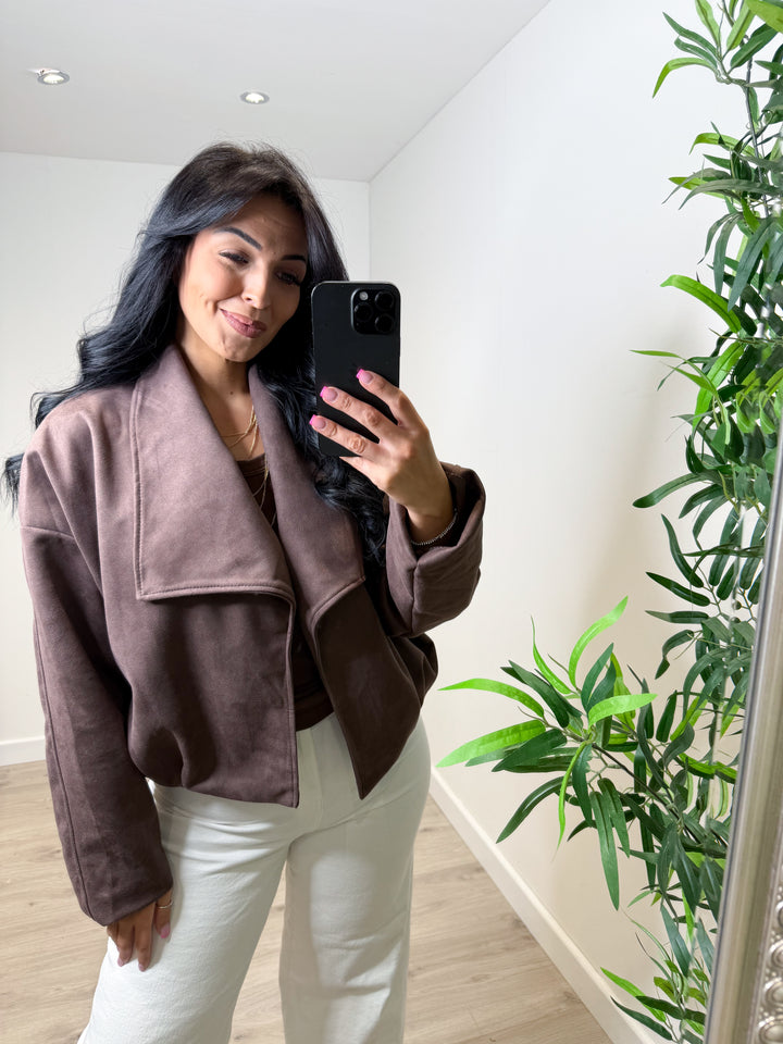 Miller Faux Suede Jacket - Chocolate