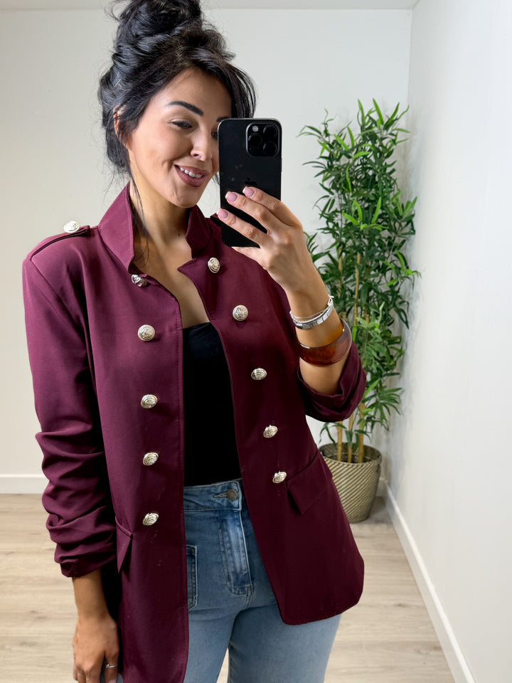 Military Blazer - Wine